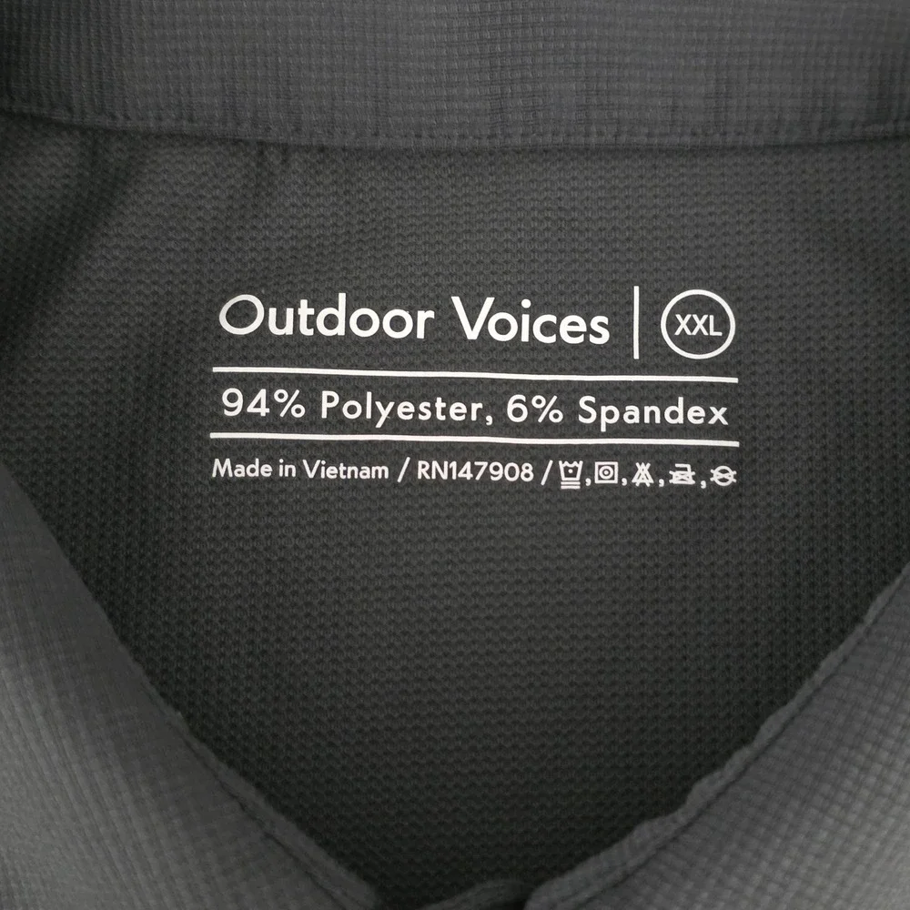 Outdoor Voices Men Charcoal Gray Performance Polo Shirt Short Sleeve Stretch 2XL